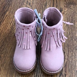 Pink fringe boots